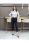 Black Color Belt Detailed Long Classic Fit Women's Trousers - 3