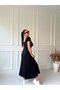 New Season Women's Round Rib Collar White Slit Detailed Viscose Full Length Dress - 8