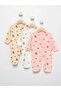 Baby Girl Leaf Patterned 3-Piece Jumpsuit with Booties 3-6-9 Months 3-Piece Cotton 3 Pieces