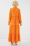 1627 Collar Lace up Hijab Dress - Orange - 6