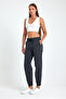 Women's Black-Anthracite Cotton Thick Leg Elastic High Waist Comfortable Jogger 2-Piece Sweatpants - 3