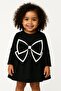 Oversize Girl's Black Dress with Bow