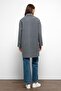 Patterned Lined Oversize Double Breasted Coat Gray 3095 - 7