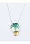 Blue Oval Figured Adjustable Necklace with Enamel Detail - 3