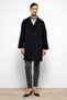 Patterned Lined Oversize Double Breasted Coat Black 3095 - 3