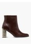Solid Ankle Boots with Metallic Block Heels - 3