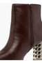 Solid Ankle Boots with Metallic Block Heels - 4
