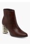 Solid Ankle Boots with Metallic Block Heels - 2