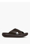 Textured Cross Strap Slip-On Sandals - 3