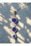 Lapis Lazuli Natural Stone Necklace - Blue Necklace - Casual Blue Lapis Lazuli Gold Colored Three Stone Necklace - 2