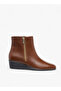 Women's Solid Wedge Heel Ankle Boots with Zip Closure - 3