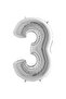 Foil 3 Number Balloon 100 Cm Silver Gray Large Size 40inc Three Number Foil Balloon