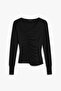Women's Side V-Neck Gathered Blouse - Black - 6