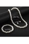 Bead Detail Pearl Jewelry Set Bracelet Earrings Necklace 3-Piece Pearl Combination Set - 5
