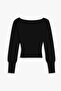 Women's Side V-Neck Gathered Blouse - Black - 7