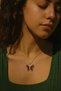 Gold Color Red Zircon Stone Butterfly Design Necklace with Steel Chain