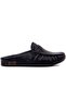 - Black Leather Belted Women's House Slippers 109-557-X