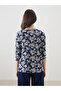 Lcw Grace Navy Blue Crew Neck Floral Women's Blouse - 4