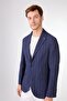 Men's Regular Fit Pointed Collar Navy Blue Jacket - 4