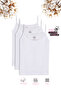 Özkan 0806 3-Pack Girls' 100% Cotton Ribbed Flexible Comfortable Lace Collar Tank Top with String Straps