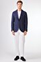 Men's Regular Fit Pointed Collar Navy Blue Jacket