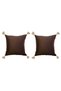 Bitter Brown Colored 2-Piece Double Sided Tasseled Throw Pillow Set