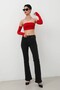 Women's High Waist Flare Jean Trousers Black - 4