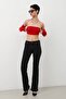 Women's High Waist Flare Jean Trousers Black - 6