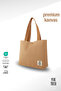 |   Canvas Women's Bag, Large Size, Lined, Snap Fastener, Inner Pocket, Brown, Casual