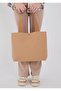 |   Canvas Women's Bag, Large Size, Lined, Snap Fastener, Inner Pocket, Brown, Casual - 3