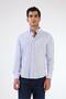 Men's Slim Fit Buttoned Collar Long Sleeve Light Blue Shirt