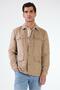 Beige Men's Regular Fit Plain Classic Collar Suede Coat - 2