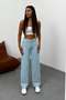 Women's Ice Blue High-Waisted Wide-Leg Jeans - 7