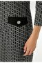 Women's Plus Size Black, Jacquard Fabric, Ornamental Pocket, Round Neck Dress 65N39036 - 6