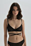 Black Underwire Capless Tulle Tied Bra - 2