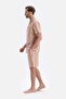 Brown Striped Shirt Collar Shorts Woven Pajama Set - 3