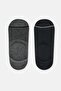 Grimelange - Black Men's 2-Piece Cotton Jacquard Patterned Invisible Socks