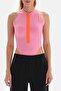 Pink Active Women's Bodysuit with Zipper - 3