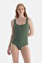 Green Square Neck Swimsuit