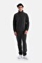 سويت شيرت رجالي من أنثراسايت ميلانج بزرارات عند الرقبة وشريط داخلي مطرز - 5