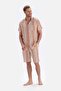 Brown Striped Shirt Collar Shorts Woven Pajama Set - 6