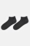 Anthracite-Navy Blue Men's 2-Piece Quad Pattern Booties Socks - 3