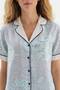 Blue Shirt Collar Tile Pattern Viscose Woven Pajama Set - 5