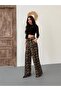 Women's Leopard Fabric Lycra Palazzo Loose Wide Leg Pants - 8