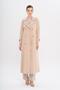 Double Breasted Leopard Pattern Lined Water Repellent Long Trench Coat Bej 6747 - 4
