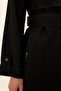 Contrast Stitching Detailed Unlined Modal Trench Coat Black 6717 - 6