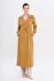 Double Breasted Leopard Pattern Lined Water Repellent Long Trench Coat Taba 6747 - 5