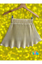 Bottom Top Summer Girls' Suit Tasseled Combed Cotton Top Pleated Gold Shiny Skirt - 7