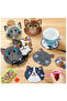 Cat Theme Coaster 10 Pcs 5D Diamond Mosaic Puzzle Painting Set 10*10cm - 3