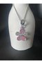 Silver Color Zircon Stone Pink Flower Charm Steel Necklace - 3